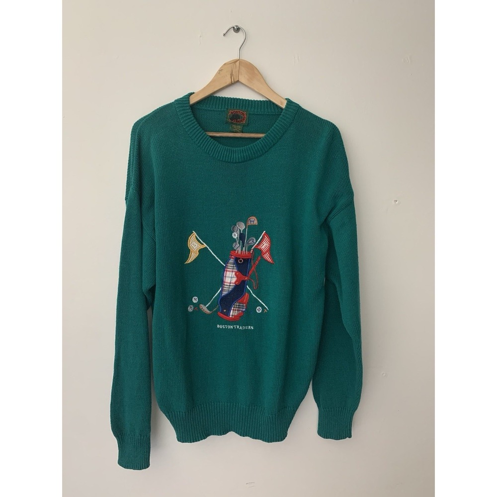 VTG Boston Traders Pullover XL 100% Cotton Hong Kong Golf Theme Grandpacore